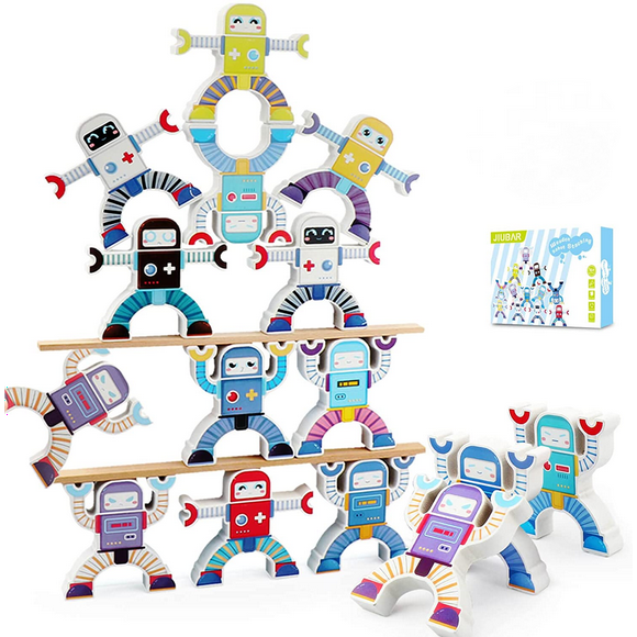 Wooden Stacking Games, Hercules Acrobatic Troupe Interlock Toys, Balancing Blocks Games Toddler Educational Toys for 3 4 5 6 Years Old Kids Infants