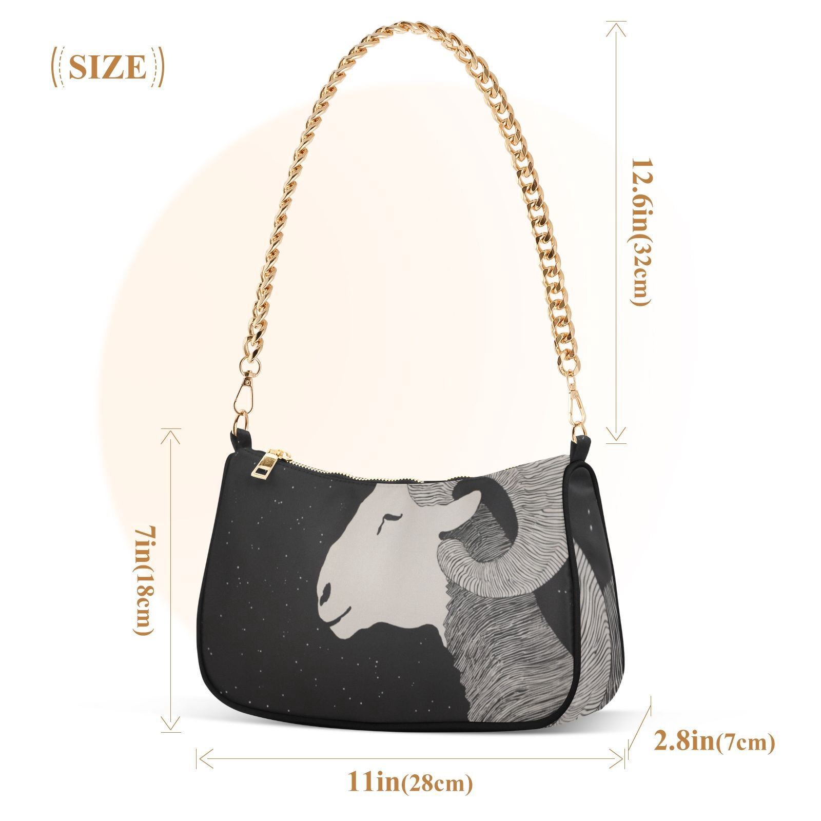 Sheep BlackWomen Small Shoulder Bag Crossbody Tote Hobo Bags Purse Clutch Handbags with Chain Strap for Women