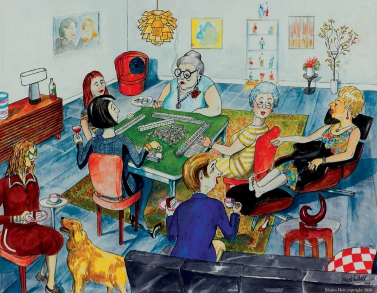SUNSOUT INC - Mah Jongg Meet Up Puzzle for Adults , 1000 piece Jigsaw Puzzle by Artist: Martin Holt - Finished Size 20" x 27" - MPN# 40810