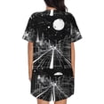 thumbnail image 6 of Fuzoiu Futuristic Moonlit Cityscape Print Women's Short-Sleeved Pajama Set,Lounge Sleepwear Set,Womens Pajama Sets 2 Piece,Button-Up Top and Shorts with Pockets-Large, 6 of 7