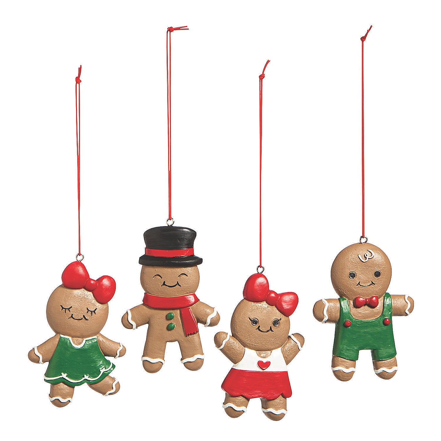 Dressed Up Gingerbread Asst Ornaments - Home Decor - 12 Pieces