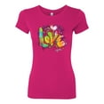 thumbnail image 2 of Colorful Rainbow Paint Love Streetwear Womens Slim Fit Junior Tee, Raspberry, Medium, 2 of 3