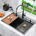 thumbnail image 4 of Bokaiya 33x22 Black Drop in Kitchen Sink Workstation, Stainless Steel Kitchen Sink 16G Single Bowl Topmount Kitchen Sink 10" Deep Sink with Cutting Board, 4 of 9
