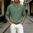 thumbnail image 4 of Daiosportswear Men's Casual Henley Shirts Collarless Roll-Up Long Sleeve Button Down Waffle T Shirt Green XXXL, 4 of 7