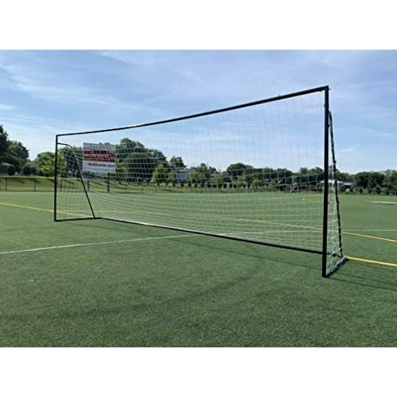 Vallerta 24' x 8' Backyard Steel Frame Soccer Goal w/ Net (Black)
