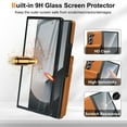 thumbnail image 3 of ELEHOLD Slim Faux Leather Case for Samsung Galaxy Z Fold 4, PU Leather Card Holder Flip Stand Shockproof Wallet Case With Front Tempered Glass for Samsung Galaxy Z Fold 4,Brown, 3 of 8