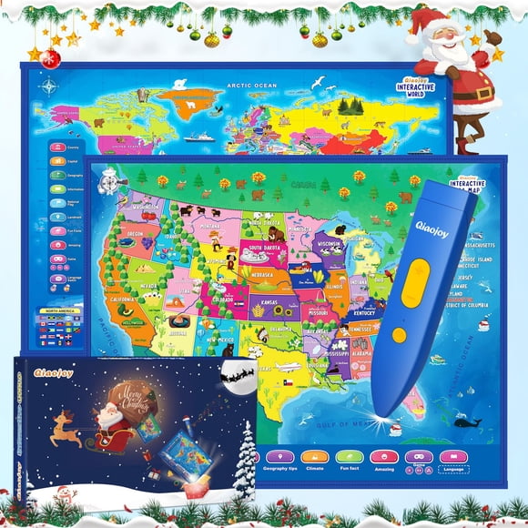 Mapa mundial interactivo parlante de EE. UU., para niños Qiaojoy