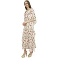 thumbnail image 3 of Bimba Printed Caftan Long Maxi Boho Kaftan Cover Up White Drawstring Waist-12, 3 of 5