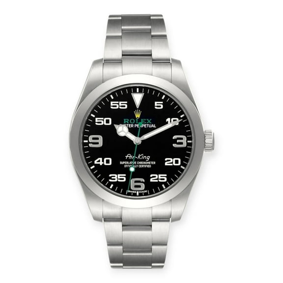 Pre-Owned Rolex Oyster Perpetual Air King 116900 Green Hand Steel Mens Watch