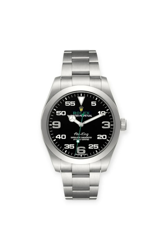 Pre-Owned Rolex Oyster Perpetual Air King 116900 Green Hand Steel Mens Watch