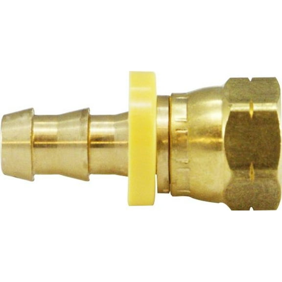 3/8 X 3/8 POHB X F Flare Swivel, Push On Hose Barb, Brass Fittings