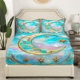 thumbnail image 3 of Erosebridal Ensemble de Draps Ramadan Taille Simple, Draps de Lit Lune Dorée 3D Simple, Décor Nuage Rêveur 3 Pcs, 3 of 7