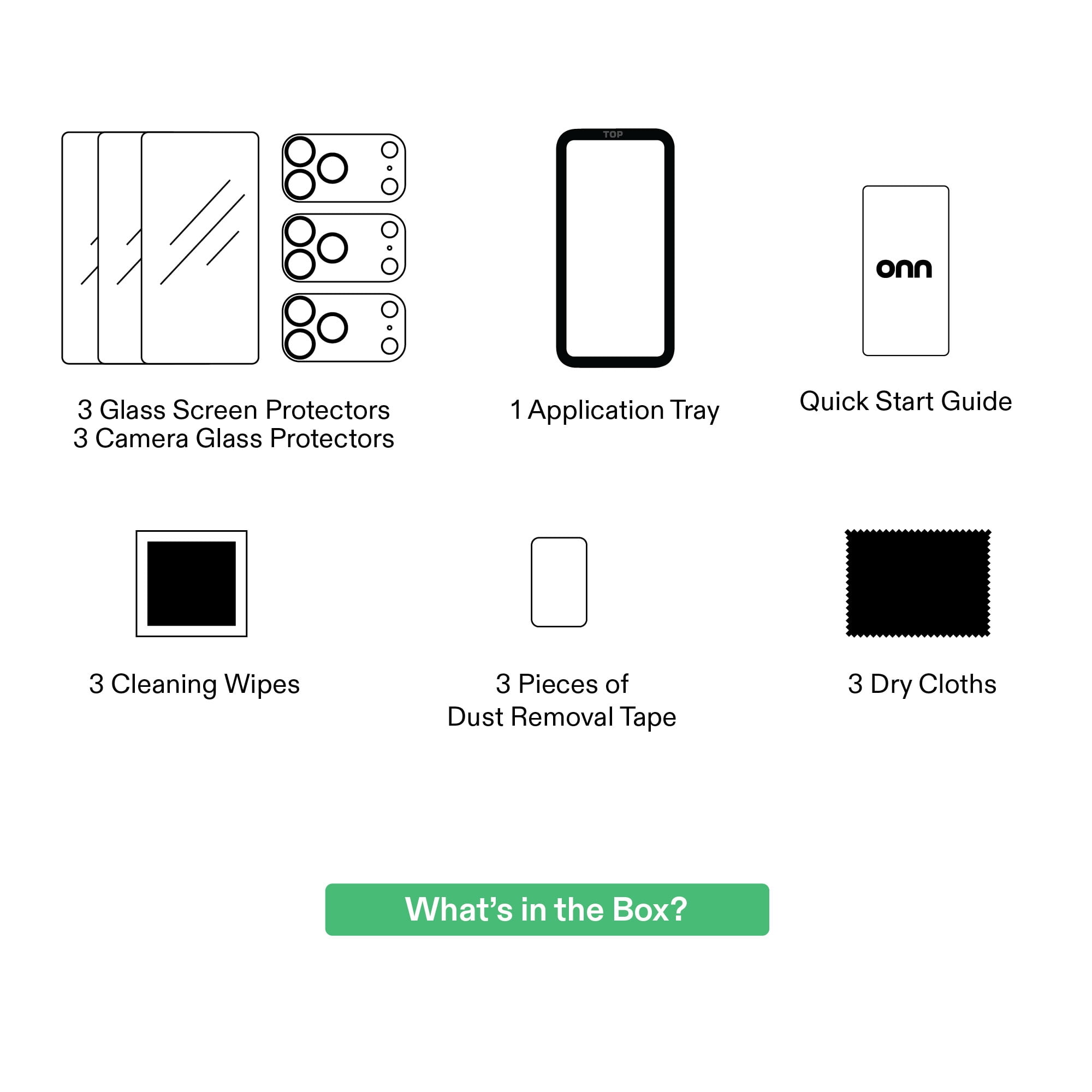 onn iPhone 18 Pro Max / 17 Pro Max Glass Screen Protector (3 Pack) and Camera Glass Screen Protector (3 Pack)