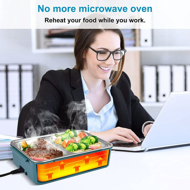 Cocobela Electric Lunch Box Portable Food Warmer for Car and Home,Leak Proof Food Hater Lunch Box,Removable 304 Stainless Steel Container, SS Knife 