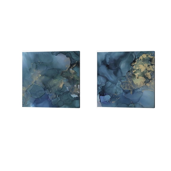 Aquamarine Drift by Victoria Borges Canvas Art Set of 2 14 inch X 14 inch Each