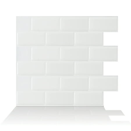 Smart Tiles 10.95 in x 9.70 in Peel and Stick Self-Adhesive Mosaic Backsplash Wall Tile - Subway White