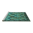 thumbnail image 2 of Ahgly Company Machine Washable Indoor Rectangle Oriental Turquoise Blue Industrial Area Rugs, 2' x 4', 2 of 4