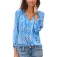 thumbnail image 1 of Grianlook Women Elegant Button Down Shirts Floral Print Ruched Tunic Shirt Office Baggy Blouse, 1 of 2