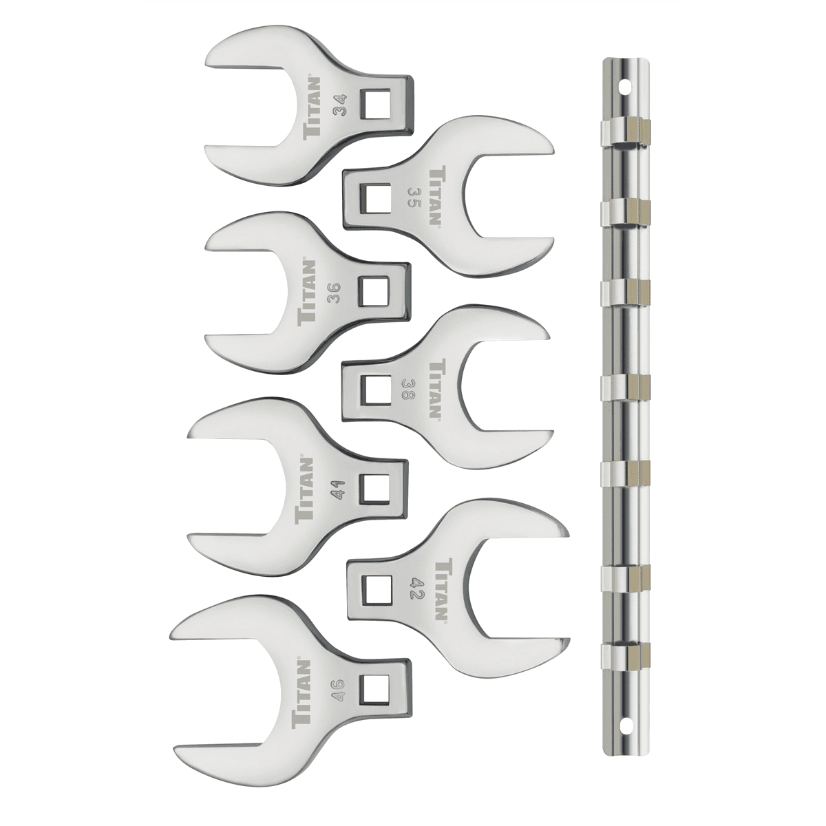 TITAN 7 pc. 1/2 in. Drive Metric Jumbo Crowfoot Wrench Set
