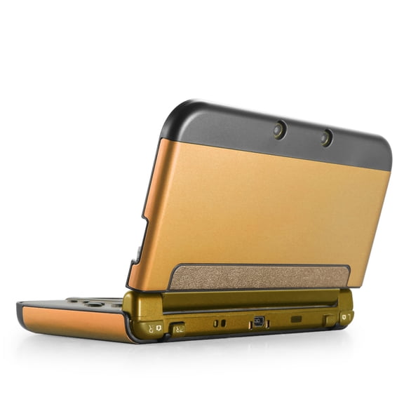 New 3DS Case (Gold) - Plastic + Aluminium Full Body Protective Snap-on Hard Shell Skin Case Cover for New 3DS 2015 - [New Modified Hinge-less Design]