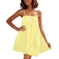 thumbnail image 5 of ClodeEU Women's Summer Spaghetti Strap Tiered Mini Dress, Sleeveless Flowy Casual Sundress Yellow,Women's Plus L, 5 of 8