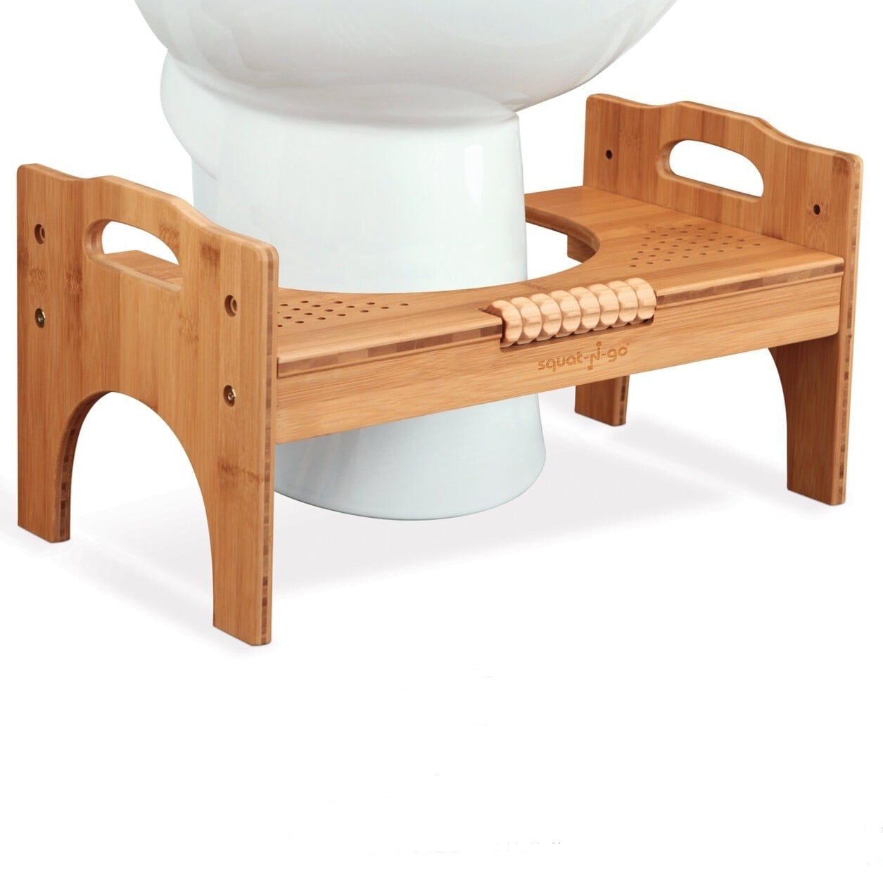 Wood Color Adjustable Non-Slip Natural Bamboo Wood Bathroom Foot Stool Upgrade Squatting Toilet Stool for Squatting 7.1-9.5inch Adjustable Height for Kids and Adults 