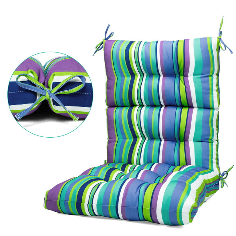 High Back Chair Cushion with Ties, Indoor/Outdoor Replacement Cushions Sofa Chair Cushion Mat Recliner Cushion, Bellflower, Size: 112