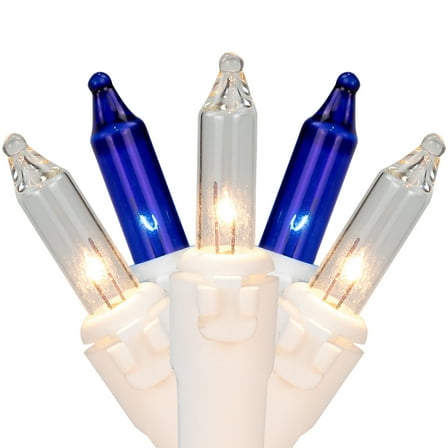 Northlight Mini Incandescent Christmas Lights - Blue and Clear - 21.5' White Wire - 100ct