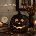 thumbnail image 7 of Aximioll Halloween Black Rattan Pumpkin Lantern 11.8In, Farmhouse Woven Jack-O-Lantern Basket Decor, Cutout Face Candle Holder for Porch Entryway Fireplace Mantel Table Living Room, Black, 7 of 7