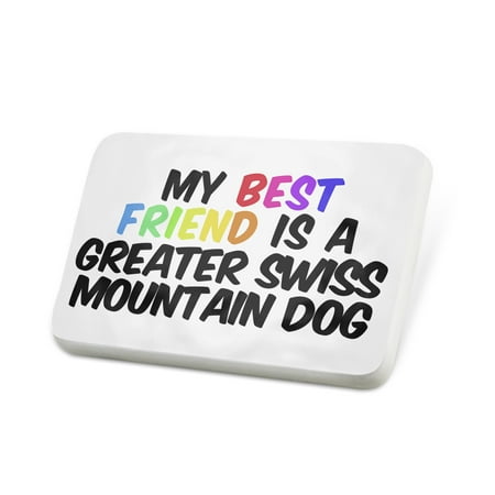 Porcelein Pin My best Friend a Greater Swiss Mountain Dog from Switzerland Lapel Badge –