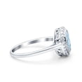 thumbnail image 2 of Halo Art Deco Oval Shape Wedding Band Ring Aquamarine CZ 925 Sterling Silver Size 10, 2 of 6