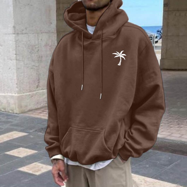 WILLBEST Sudaderas Navideñas para Hombre y Mujer, Suéter con Estampado De Cocoteros De Color Liso para Otoño e Invierno, Suéter con Capucha De Manga Larga y Bolsillo Mediana