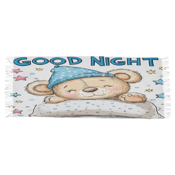 BZSMCE Women Scarf Cartoon Bear with Sleeping Hat Simple Pattern Soft Warm Long Large Scarves