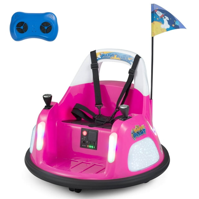 Costway 12V Kids Bumper Car,360° Spin & Remote.Battery-Powered,for 1.5-6 ages.Pink
