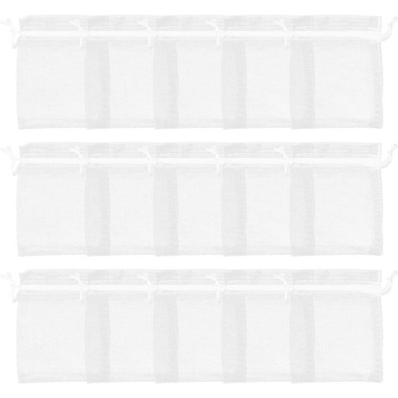 HIAKDOFT 100Pcs Drawstring Sachets Bags in White Tulle for Daily Items 3.54X2.75in