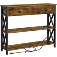 thumbnail image 3 of Topeakmart Vintage Wooden Console Table with Power Outlet for Home Living Room, Rustic Brown, 3 of 8