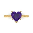 thumbnail image 2 of 2.0ct heart cut purple natural amethyst 18k yellow gold Bridal Wedding Engagement Promise Anniversary Ring for Women size 5.5, 2 of 7