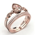 thumbnail image 3 of Dazzling Boho & hippiepie 2.25 Carat Pear Cut Morganite And Diamond Moissanite Engagement Ring, Classic Wedding Ring, Two Matching Band in 10k Solid Rose Gold, Birthday Gift, Promise Ring, 3 of 4