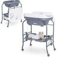 thumbnail image 1 of INFANS Baby Changing Table with Bathtub, Foldable Diaper Dresser Station with Removable Bath Support Wheels Waterproof Pad Storage Rack, Portable Nursery Organizer Stand for Newborn Infant, 1 of 9