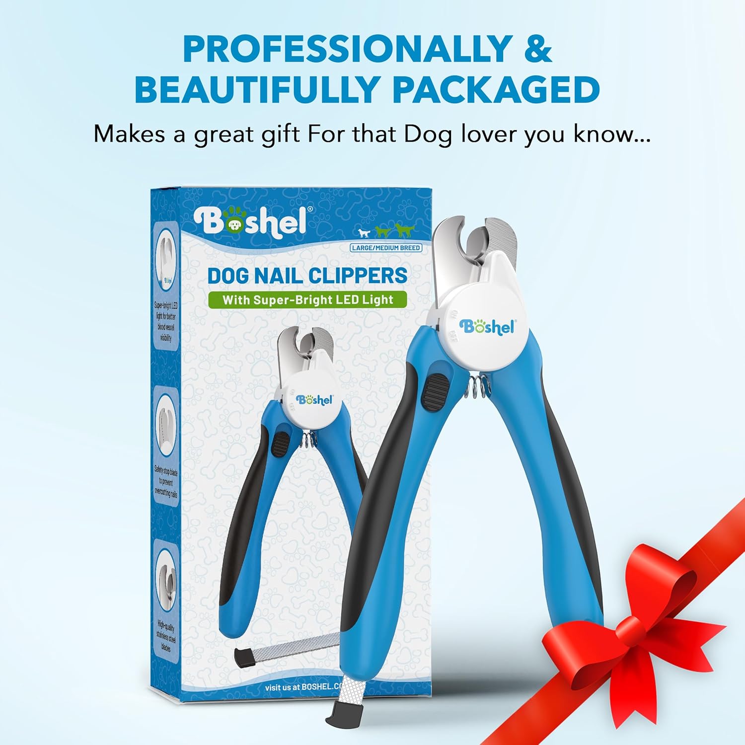 BOSHEL LED Dog Nail Clippers with Safety Guard, Battery Powered photo 7