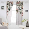 thumbnail image 3 of Grey Christmas Blackout Curtains | Light Blocking Print Window Curtains, Xmas Tree Botanical Red Berry Pinecone Thermal Insulated Window Drapes for Living Room Kitchen (2 Panels, 104"W x 84"L), 3 of 7