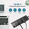 15ft Extra Long Cord Power Strip Surge Protector, 5V 3.4A Smart USB