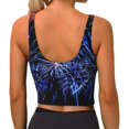 thumbnail image 3 of Lsque Glasses And Fireworks Printed Women'S Sports Bra, Compression, Moisture Wicking, High-Impact Sports Bra For Women,Supportive sports bra-Small, 3 of 9