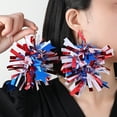 thumbnail image 2 of USA Flag Earrings 4th Of July Patriotics Red White Blue Glitter Star Plastic Hoop Earrings For Women Independence Day Party Accessories Gift Outdoor Indoor Garden Home Decoration, 2 of 7