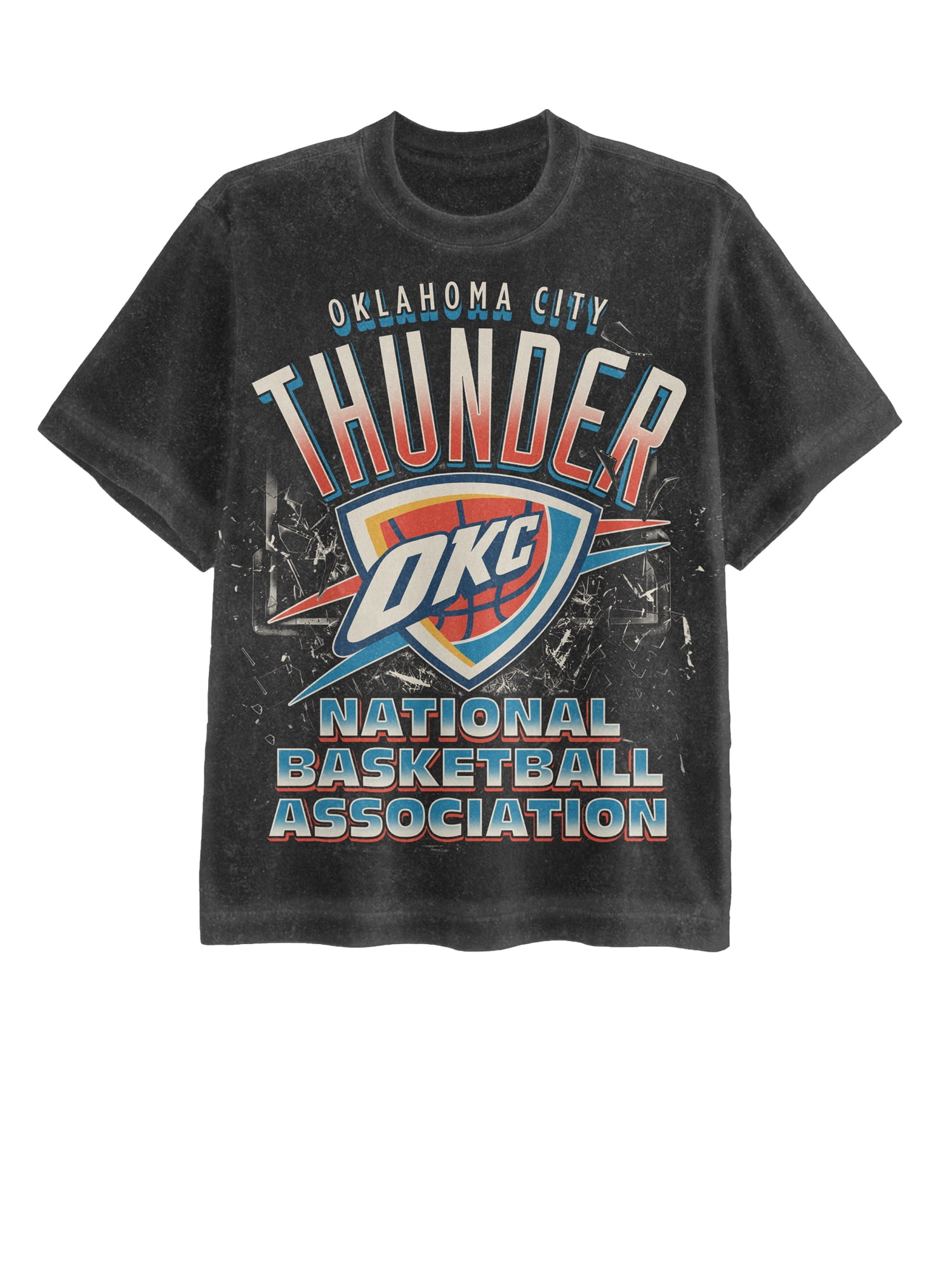 NBA Oklahoma City Thunder Men's & Big Men's Front & Back Boxy Fit Mineral Wash Graphic T-Shirt, Sizes XS–4XLT, 2XB–5XB