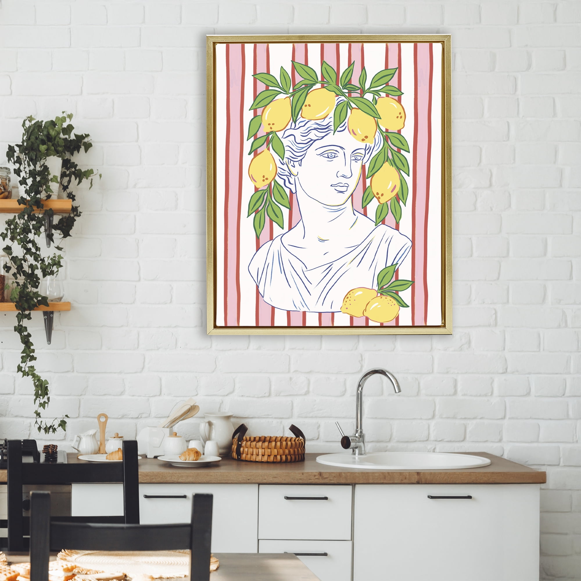 Stupell Industries La Limona Sculpture Face Gold Framed Floater Canvas Wall Art, design by Radhika Modi