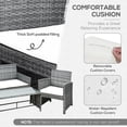 thumbnail image 4 of Outsunny 4pcs Wicker Outdoor Patio Furniture Set with Sofa and 2 Chairs, Rattan Conversation Sets with Cushions, 1 Center Table, Garden, Gray, 4 of 9