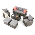 thumbnail image 6 of Homrest 6 Pieces Patio Furniture Sets,Rattan Sectional Sofa W/Ottomans, Cushions  for Garden, Lawn, Balcony, Grey, 6 of 8