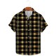 thumbnail image 2 of Camisas de Manga Corta de los Hombres Vintage Cuadrado Impreso Solapa Superior, Poliéster Ligero para Primavera Verano Casual Y Diario, 2 of 9