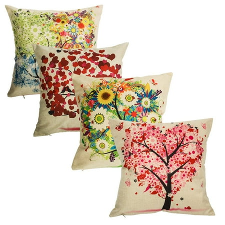 Home Accents Geometric Pattern Throw Pillow Covers 18 x 18'' Set of 4 Farmhouse Pillows Accent Pillows for Sofa Pillow Covers Decorative Home Decor by Tayyakoushi ()